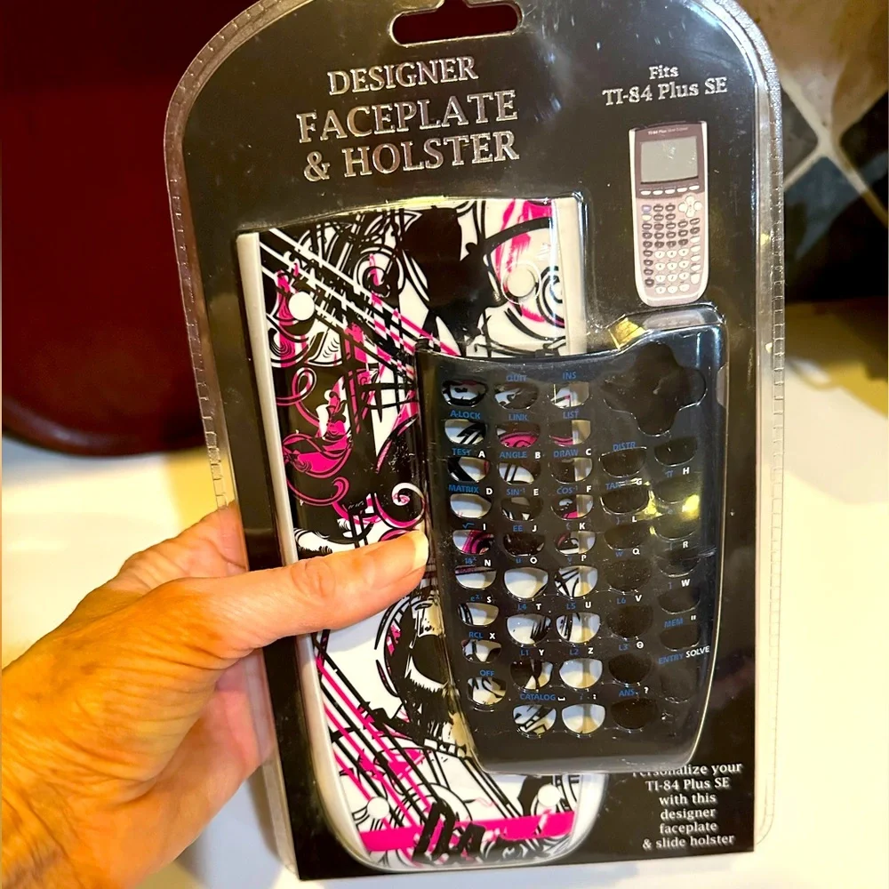 TI-84 PLUS SE DESIGNER FACEPLATE AND HOLSTER PINK BLACK #21095 CALCULATOR COVER